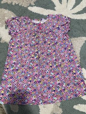 Hanna Andersson Pink Multicolor Dot-Print Knit Short Sleeve Dress